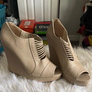 Elegant Beige Wedge Heels